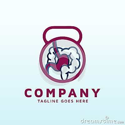 Gastroenterologist logo design with fitness gym icon Vector Illustration