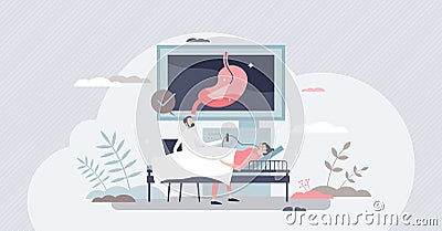 Gastroenterologist occupation as stomach health doctor tiny person concept Vector Illustration