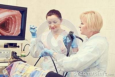 Gastrointestinal fiberoptic endoscopy Stock Photo