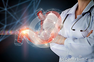 Gastroenterologist and stomach . Stock Photo