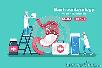 Gastroenterology concept. Landing page, medical clinic template Vector Illustration