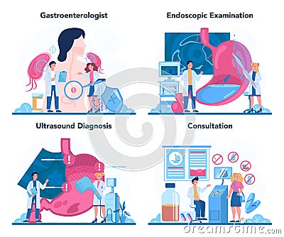 Gastroenterology doctor concept set. Idea of health care Vector Illustration