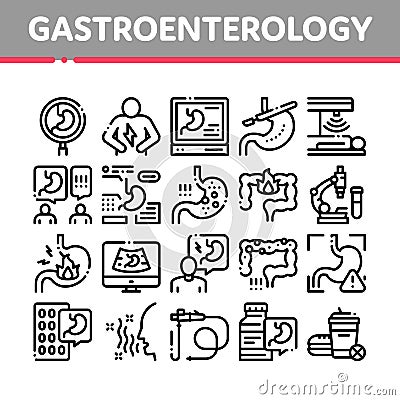 Gastroenterology And Hepatology Icons Set Vector Vector Illustration