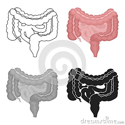 Gastrointestinal tract icon in cartoon style isolated on white background. Organs symbol stock vector illustration. Vector Illustration