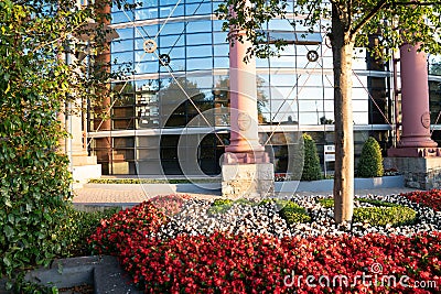 Gasworks circular building now regenerated and developed into modern offices and residential apartments with Cutler Bros plaque on Editorial Stock Photo