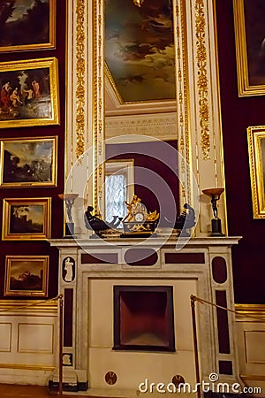 Interior of Throne room of empress Maria Fedorovna in Big Gatchina Palace, Russia Editorial Stock Photo