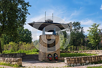 Gatchina, Russia - June 2, 2016: Monument of the first Russian submarine. Editorial Stock Photo