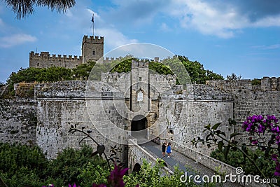 Gate of Amboise, entrance to the old town of Rhodes, Greece. Editorial Stock Photo