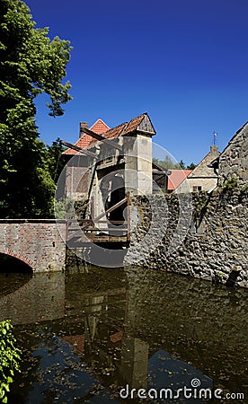 Gate with drawbridge, Water castle Vischering, LÃ¼dinghausen, Germany Stock Photo