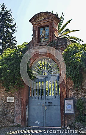 Gate entrance to san sebastiano al palatino Editorial Stock Photo