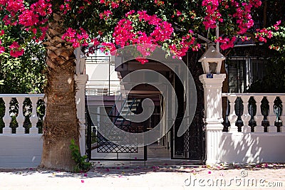 Gate at the entrance to the courtyard of a private house Stock Photo