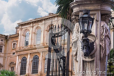 Gate of the famous and luxurious Palazzo Barberini in Rome, Ital Stock Photo
