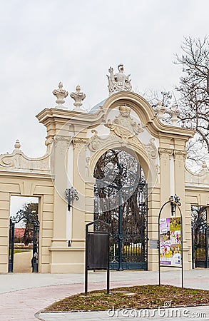 Gate at Festetics Palace, Baroque style, in Keszthely, Lake Balaton area, Central Transdanubia, Hungary, Central Europe Editorial Stock Photo