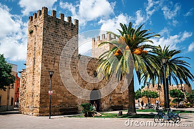 Gate of the Fortress wall of the historical city of Alcudia, Mallorca Stock Photo