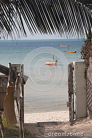 Gate of a guest house in Vilanculos with sea view Stock Photo