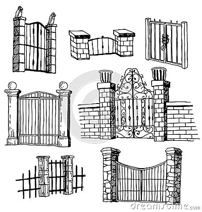 Gate icon Set, vector illustration. Vector Illustration