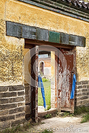 The Gate of monastery in Mongolia Stock Photo