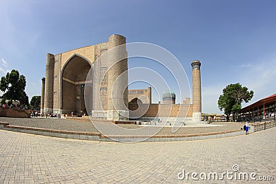 The gate of the mosque Bibi-Khanym Mosque in Samarkand city, Uzbekistan Editorial Stock Photo