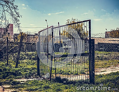 Wry gate into protected area Stock Photo