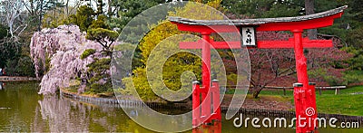 The gate of the shrine is Japan. Stock Photo