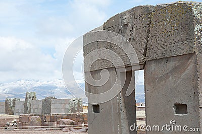 Gate of the Sun - Tiwanaku - Bolivia Stock Photo