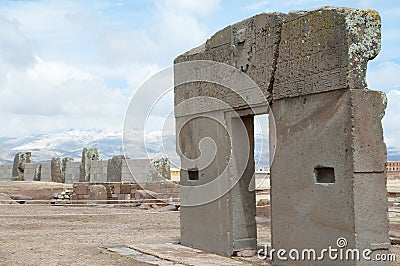Gate of the Sun - Tiwanaku - Bolivia Stock Photo
