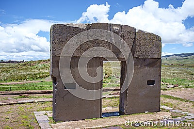 Gate of the sun in Tiwanaku (Tiahuanaco) in Bolivia Stock Photo