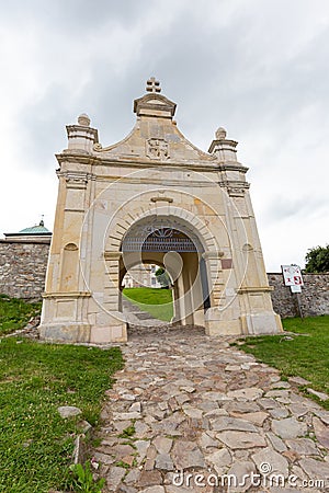 The gate to Benedictine monastery on the Holy Cross mountain in Poland Stock Photo