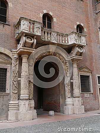 The gate to the Captain or Cansignorio palace Stock Photo