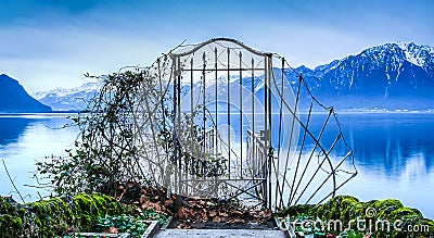 Gate to Lake Geneva Stock Photo