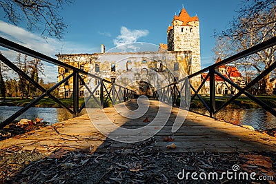 Gate to the old park and Castle Pottendorf in Austria Stock Photo