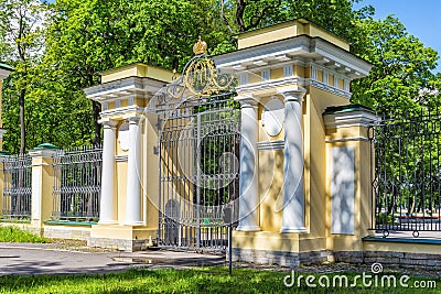 Gate to the Palace Garden of the Kamennoostrovsky Palace Stock Photo