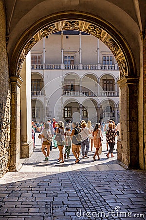 Gate to renaissance courtyard- Wawel Royal Castle- Cracow- Poland Editorial Stock Photo