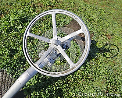 gate valve for closing the gas supply in natural gas storage fac Stock Photo