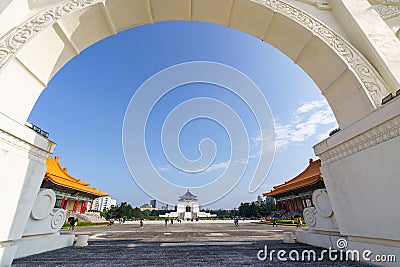 Gate view at the Archway of CKS (Chiang Kai Shek) Memorial Hall, Tapiei, Stock Photo