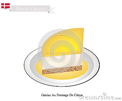 Gateau Au Fromage De Citron, A Popular Dessert in Denmark Vector Illustration