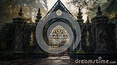 a gated entrance to a cemetery Stock Photo