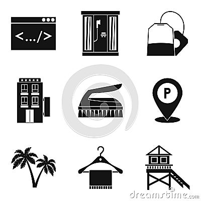 Gatekeeper icons set, simple style Vector Illustration