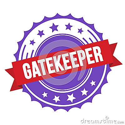 GATEKEEPER text on red violet ribbon stamp Stock Photo