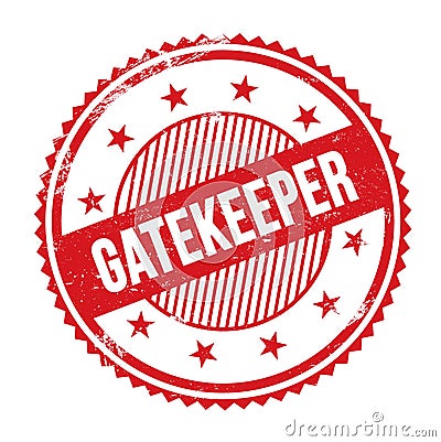 GATEKEEPER text written on red grungy round stamp Stock Photo