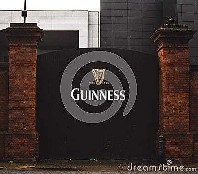 Gates to the Guinness brewery in Dublin Ireland Editorial Stock Photo