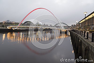 Gateshead Millennium Bridge from Newcastle Quayside Editorial Stock Photo