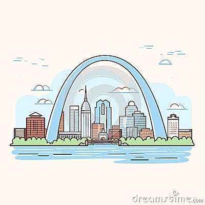 Gateway Arch. Gateway Arch hand-drawn comic illustration. Vector doodle style cartoon illustration Vector Illustration