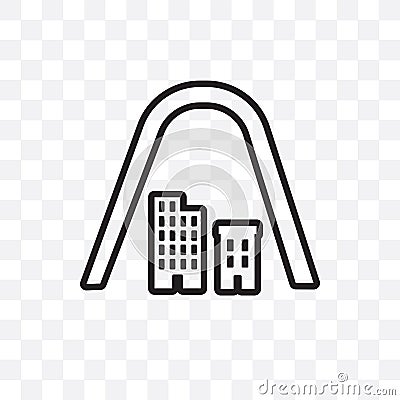 Gateway arch vector linear icon isolated on transparent background, Gateway arch transparency concept can be used for web and mobi Vector Illustration