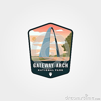 Gateway arch vector patch logo symbol illustration design, us national park logo collection Vector Illustration