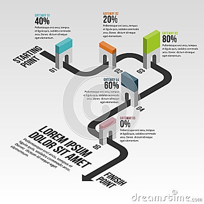 Gateway Block Progress Infographic Vector Illustration