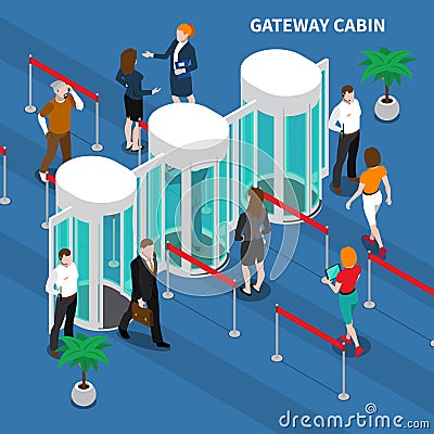 Gateway Cabin Access Identification Composition Vector Illustration