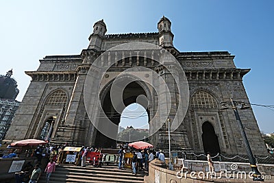Gateway of India, monument commemorating the landing of King George V and Queen Mary in 1911, Mumbai Editorial Stock Photo