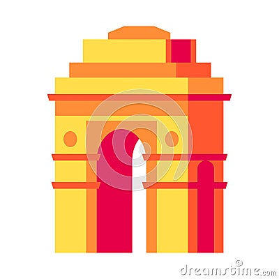 Gateway of India in New Delhi - flat design style single isolated image Vector Illustration