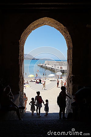 Gateway to the beach, Cefalu Editorial Stock Photo